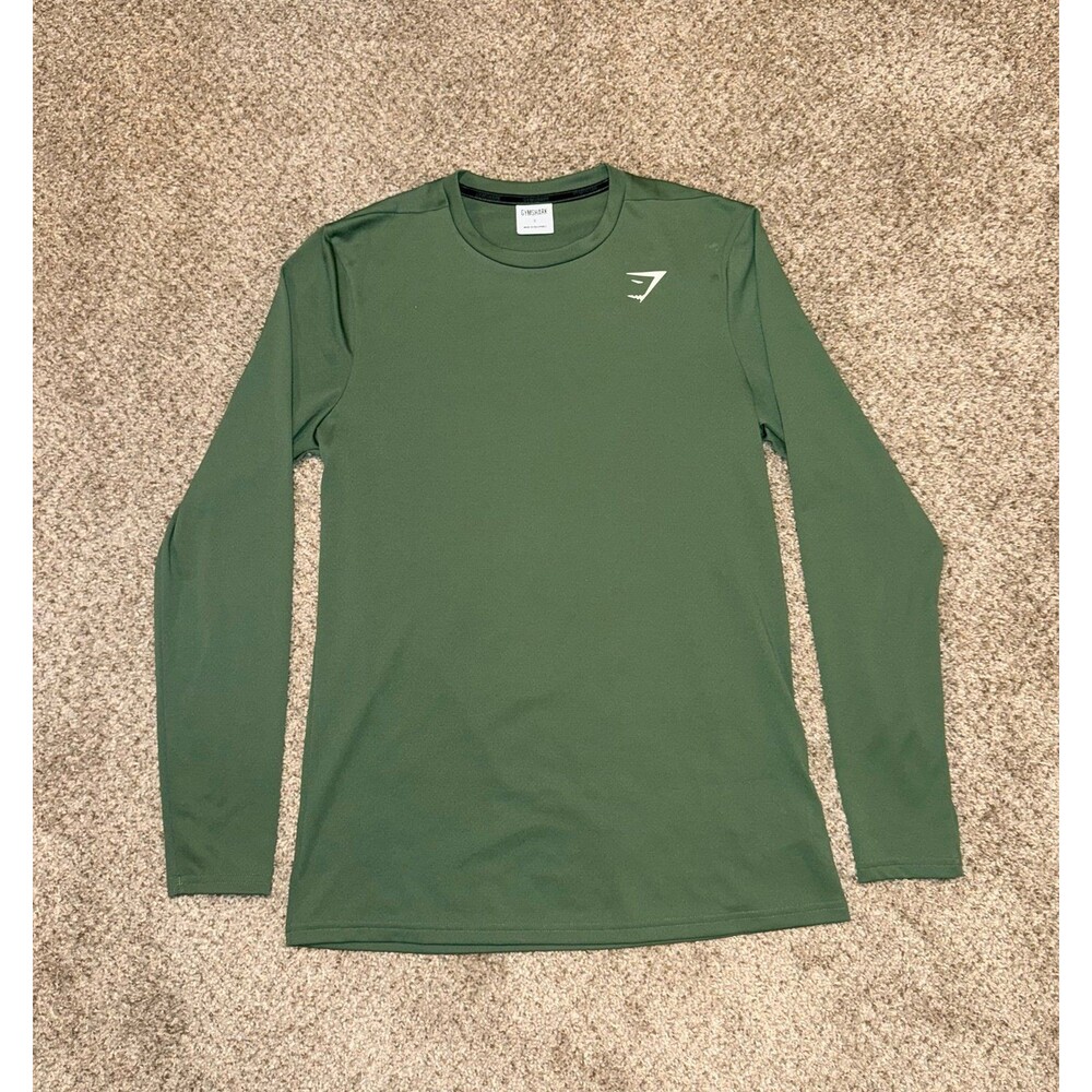 Gymshark Arrival Long Sleeve Tee - Olive Green - Men’s Small